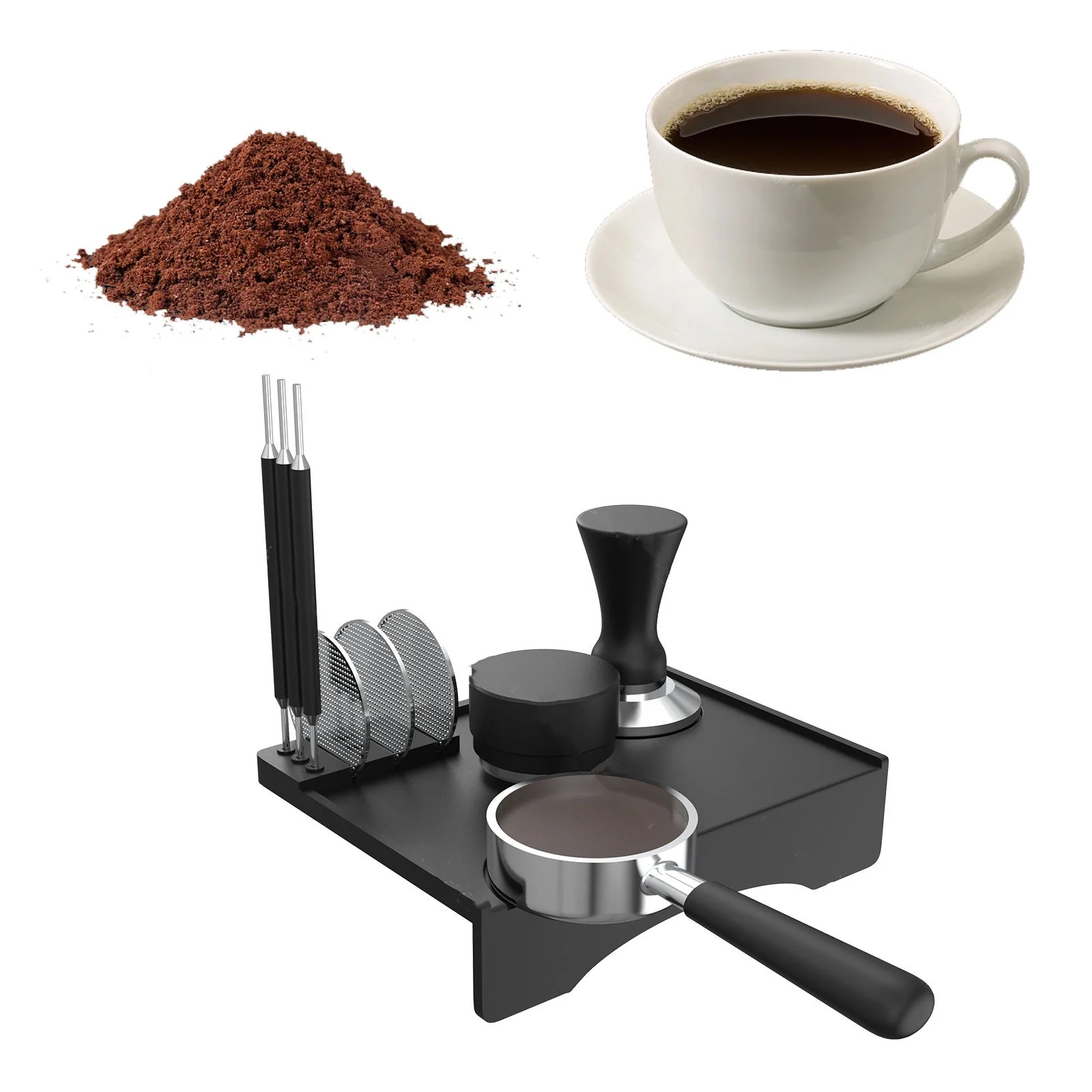 2024 Espresso Accessory Silicone Coffee Tamping Mat Holder Pad Black Grey for Barista Tool