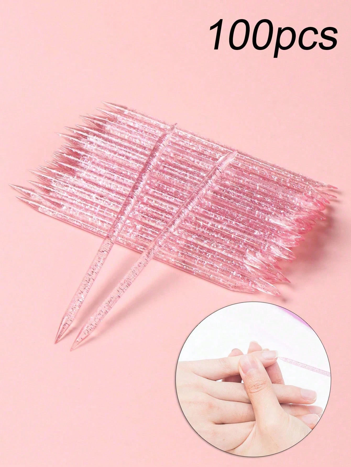 

100-piece set women's nail tools double-headed pink acrylic cleaning sticks cuticle remover exfoliating sticks nail tools