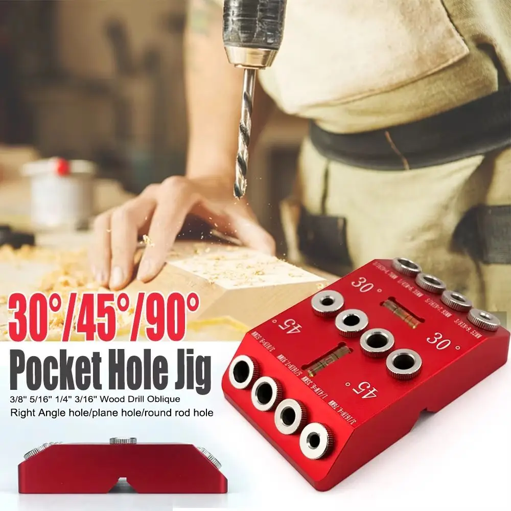 30 45 90 Degree Drilling Locator Bubble Level High Hardness Angle Vertical Drilling Guide Red Angled/Straight Holes Drill Jig