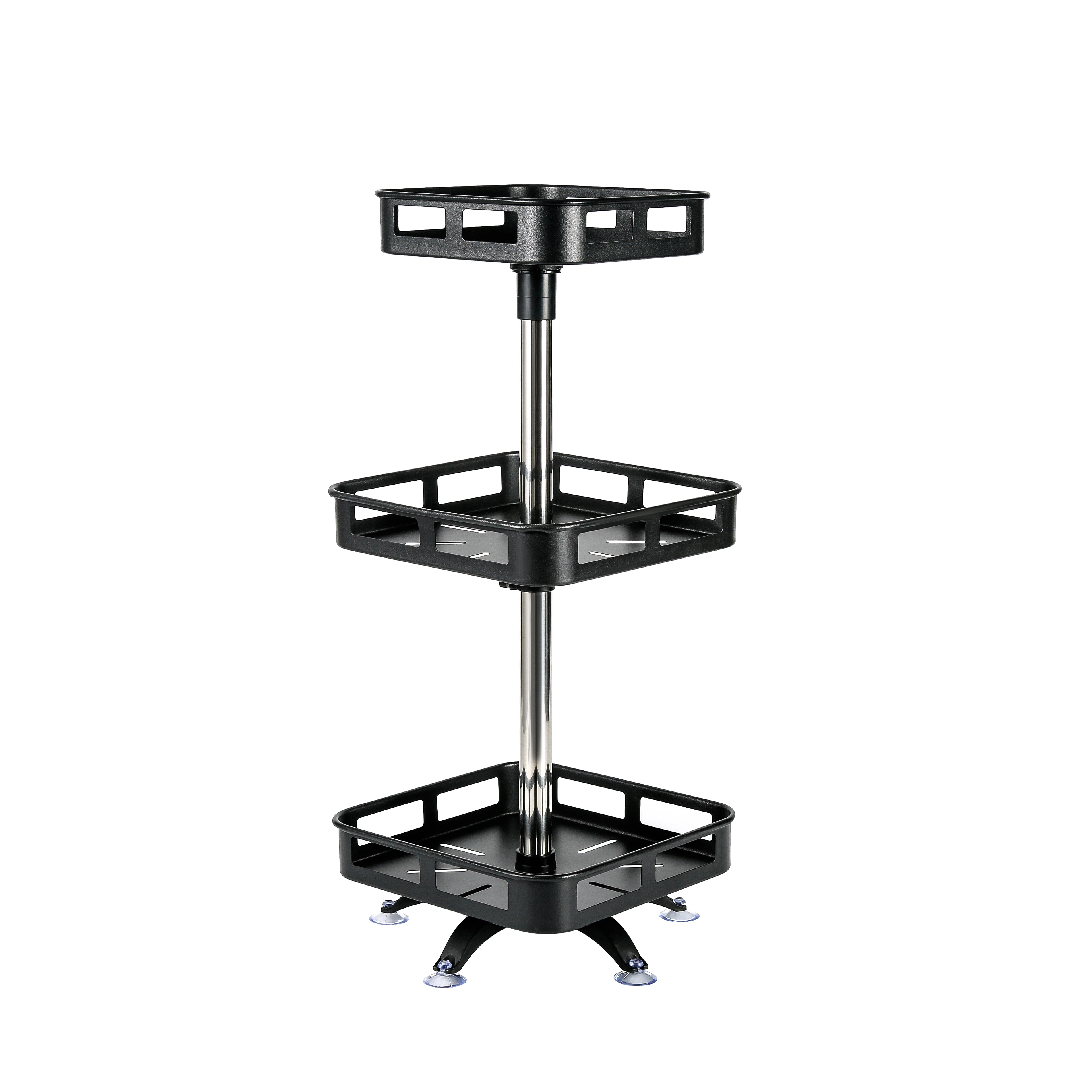 #￥Organizer Metal Steel, Turntable Height Adjustable,  Rotating Spice Racks for Pantry Cabinet Cupboard Table, Black