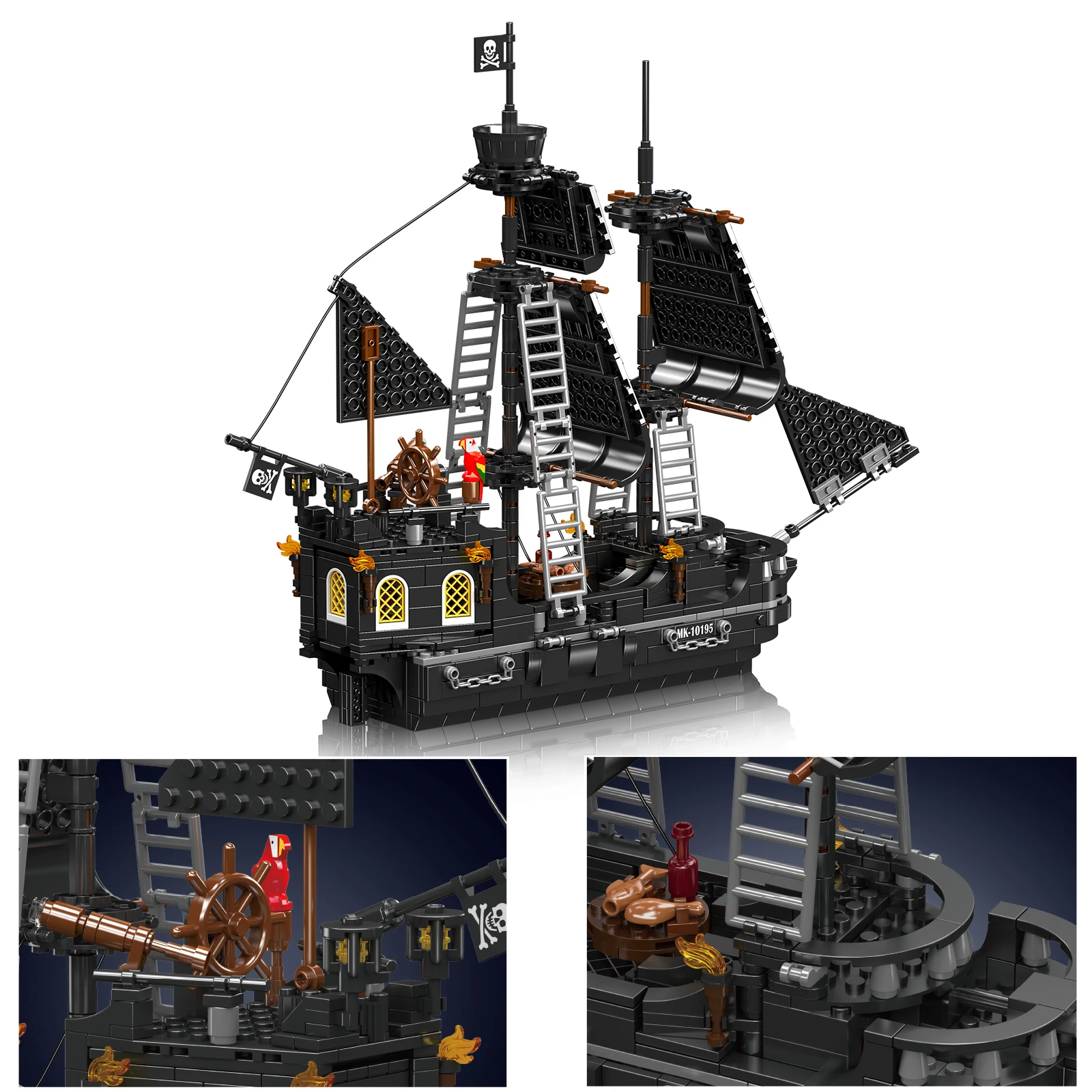 قالب الملك 10195 القراصنة مغامرة السفينة بناء مجموعة لتقوم بها بنفسك سفينة الإبحار أطقم منمذجة مع الطوب للأطفال جامعي هدية #2