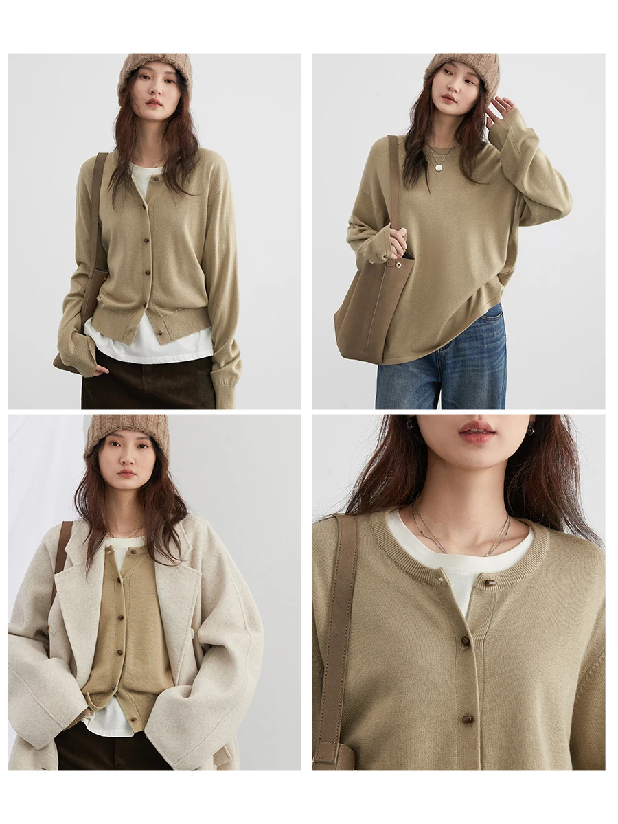 CHIC VEN Women Cardigan Loose Casual New Knitwear Long Sleeved Bottom Sweater Female Tops Woman Pullover Autumn Winter 2023