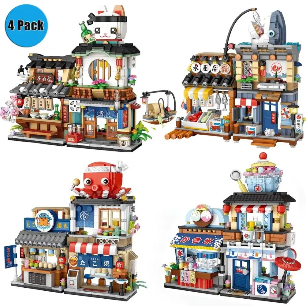 4 PACK Brick Building Set for Kids, 2969 PCS Building Blocks Kit Japanese Street Building Toy Set Gift for 6-15 Years Old Kid an