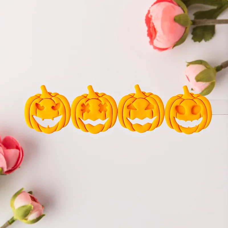 8pcs/set Halloween Pumpkin Polymer Clay Cutter Funny Expression Pumpkin Pottery Clay Mold Earrings Jewelry Pendant Cutting Tools