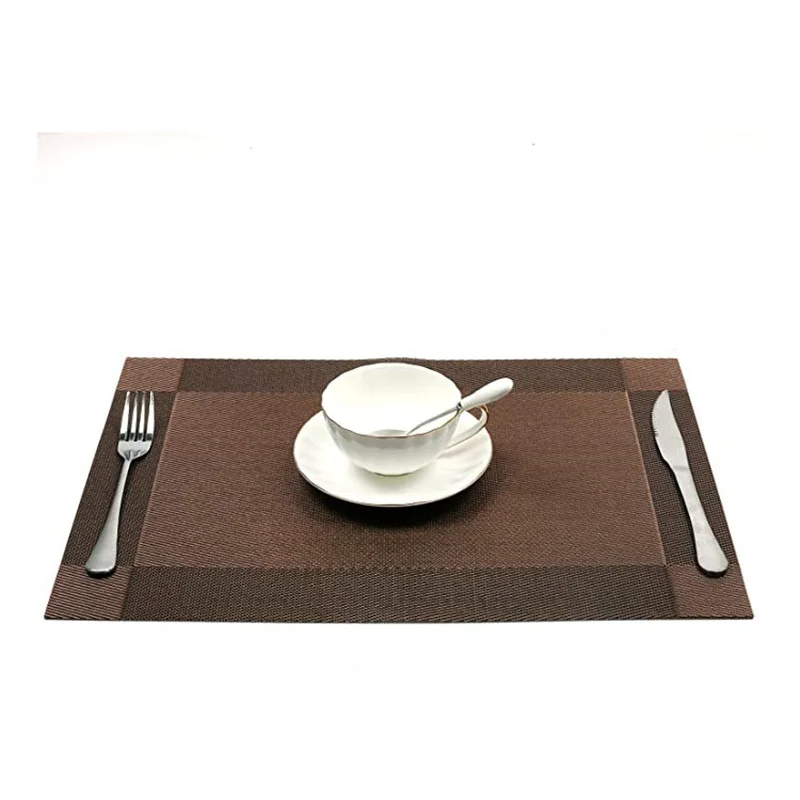 6/4/1pcs Rectangle Placemat Restaurant Washable PVC Durable Dining Table Weave Mats Frame Teslin Non-slip Pad Disc Bowl Coaster