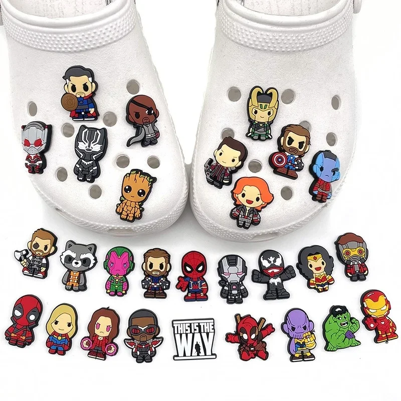 New 1PCS Cute Cartoon Marvel Shoe Charms DIY Funny Shoe Accessories Fit Clogs Decorations Buckle Unisex Gifts