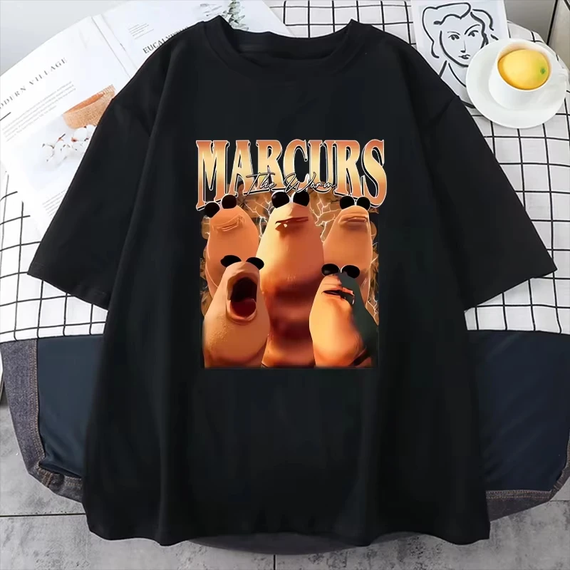 Funny Marcus The Worm Meme T-shirt Men's Women's Fashion Plus Size Tops High Quality Short Sleeve 100% Cotton Hip Hop Streetwear