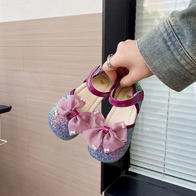 Children's sequined stylish princess shoes, girls' sandals, summer 2026 new style,