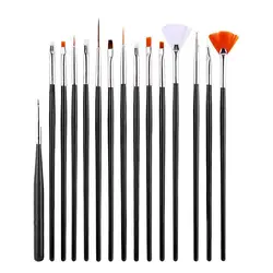 15Pcs Nail Brush Gel For Manicure Acrylic UV Gel Extension Nail Art Pen Set Polish Painting Drawing Brush Liner