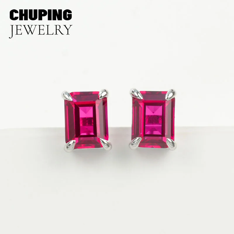 

Серьги Chu Ping Fine Jewelry Lab изумруда, резины и сапфира, изумрудной огранки S925, простые и изысканные для подарка на День святого Валентина и день рождения