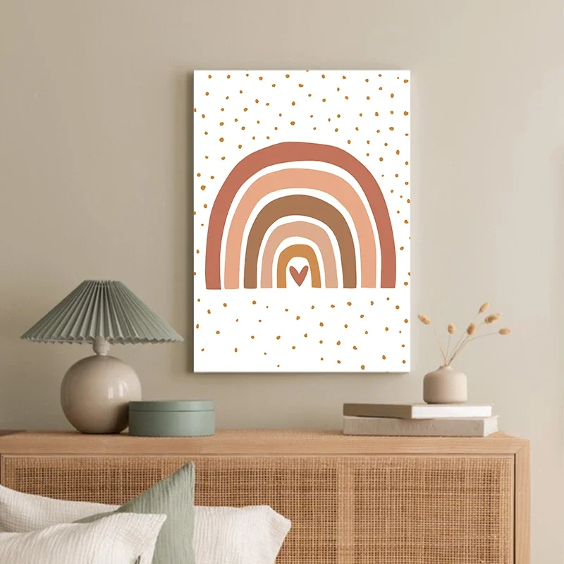 Canvas Painting Colorful Rainbow Sun Cloud Flower Poster Prints Boho Style Wall Art For Child Nursery Girl Room Decor Wall Decor