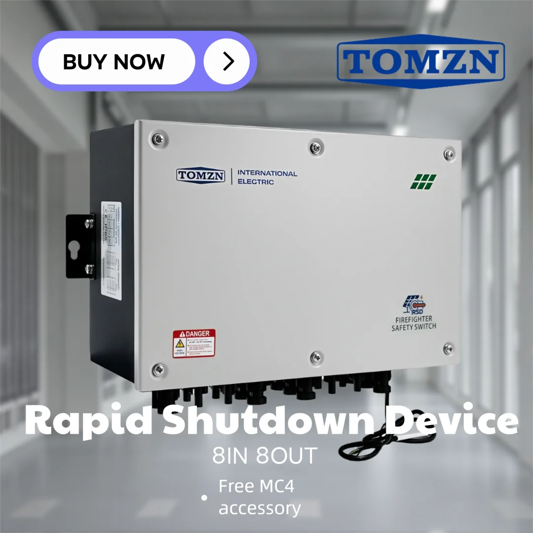 TOMZN 8 String Firefighter Safety Switch IP65 Rapid Shutdown DC 800V/40A 1500V/26A Inverter Accessories Wall-mounted