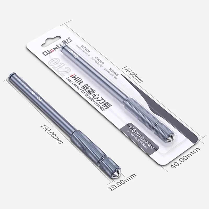 QIANLI IHilt 012 Low Center of Gravity Handle Aluminium Alloy Non-slip Carving Metal Scalpel Knife Chip IC Phone Repair Tool