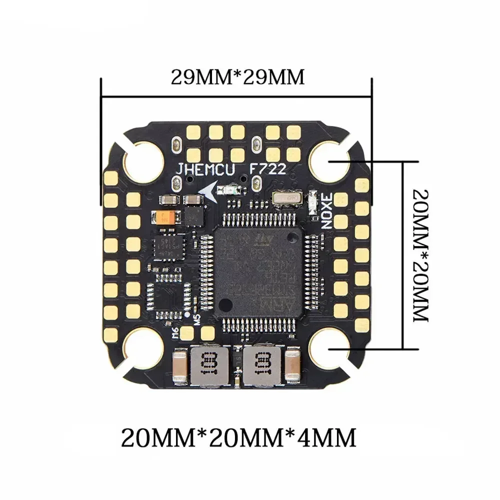 JHEMCU F722 NOXE FC W/ Gyro, Baro, OSD – 16MB Blackbox, Dual BEC, 3-6S, 20x20mm for FPV Freestyle Drones