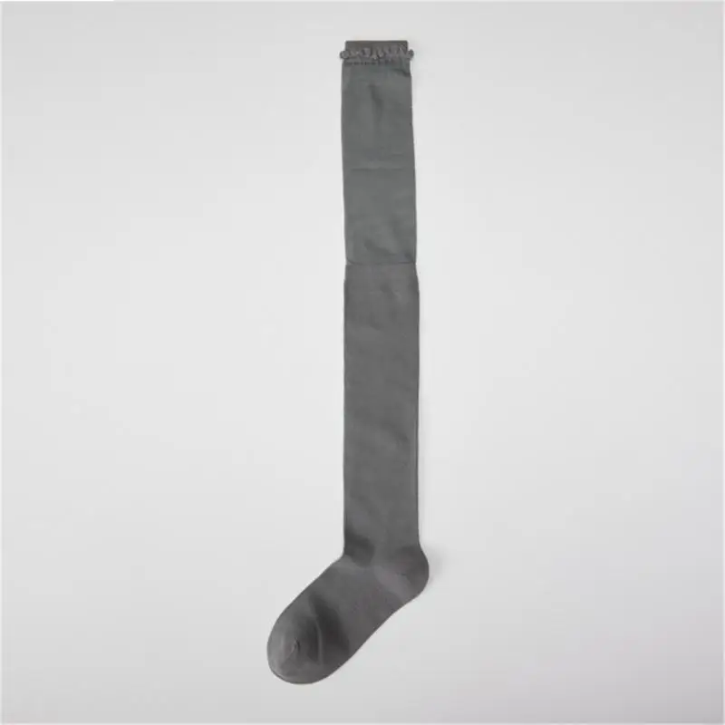 195E النساء اليابانية طالب بلون تمتد فوق الركبة جوارب طويلة أنيقة شبكة الربط كشكش مكشكش الفخذ العليا جوارب #4