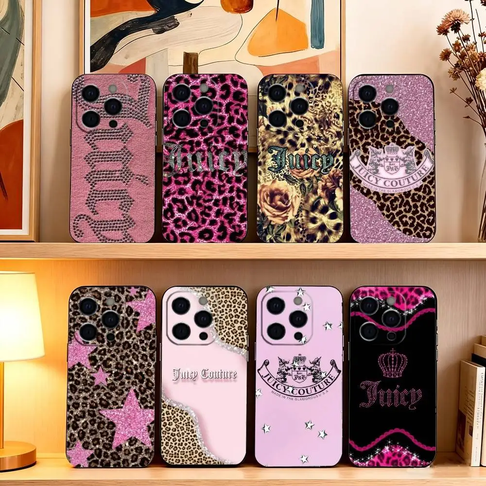 

Juicy Girly-glam Couture Phone Case For iPhone 17,16,15,14,13,12,11 Plus,Pro Max,XS,Soft Silicone Black Cover