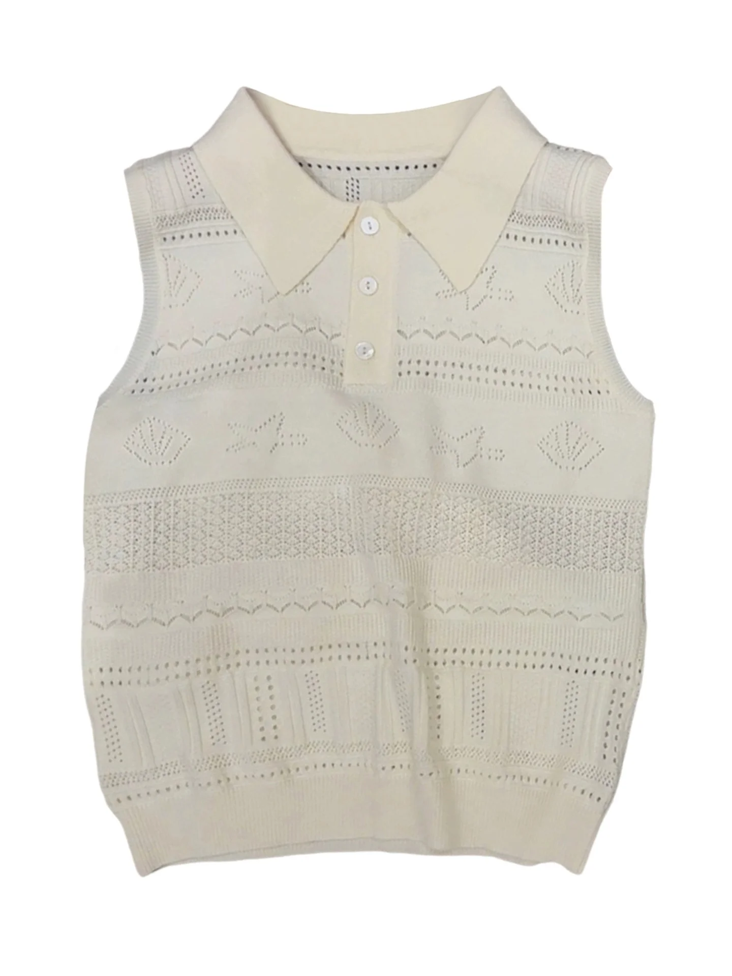 سترة بولو محبوكة بدون أكمام بتصميم عصري مفرغ، إصدار صيفي جديد بتصميم شبابي وأسلوب عملي، قصة مستقيمة، قطعة واحدة للارتداء اليومي #2