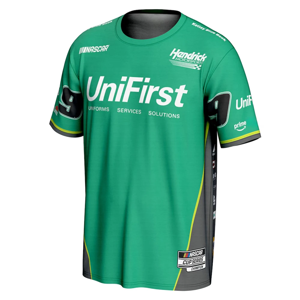 Chase Elliott # 9 UniFirst NASCAR Racing T-Shirt, Herren Damen Schnelltrocknend Atmungsaktiv Motorsport Fan Streetwear Tee – Detail 4