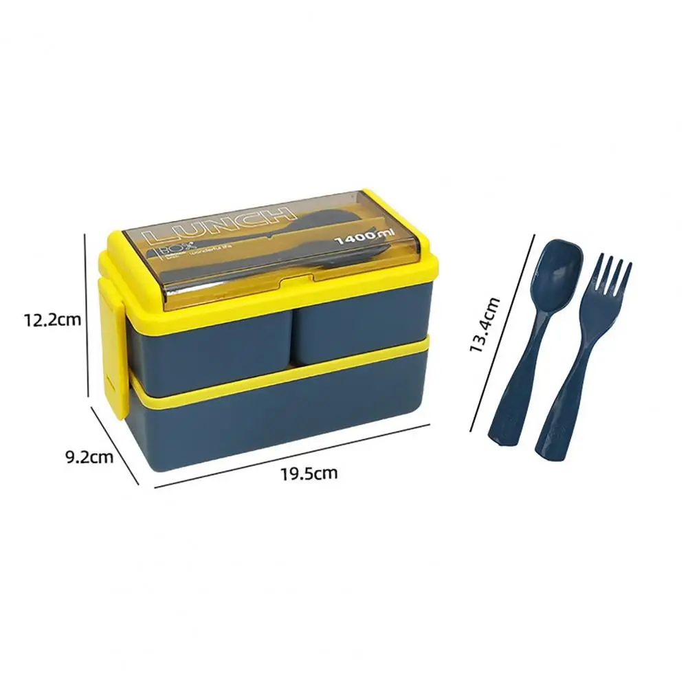 1400ml Food Container Double-Layer Microwave Safe BPA-Free Bento School Kids Lunch Box Portable Bento Lunch Box