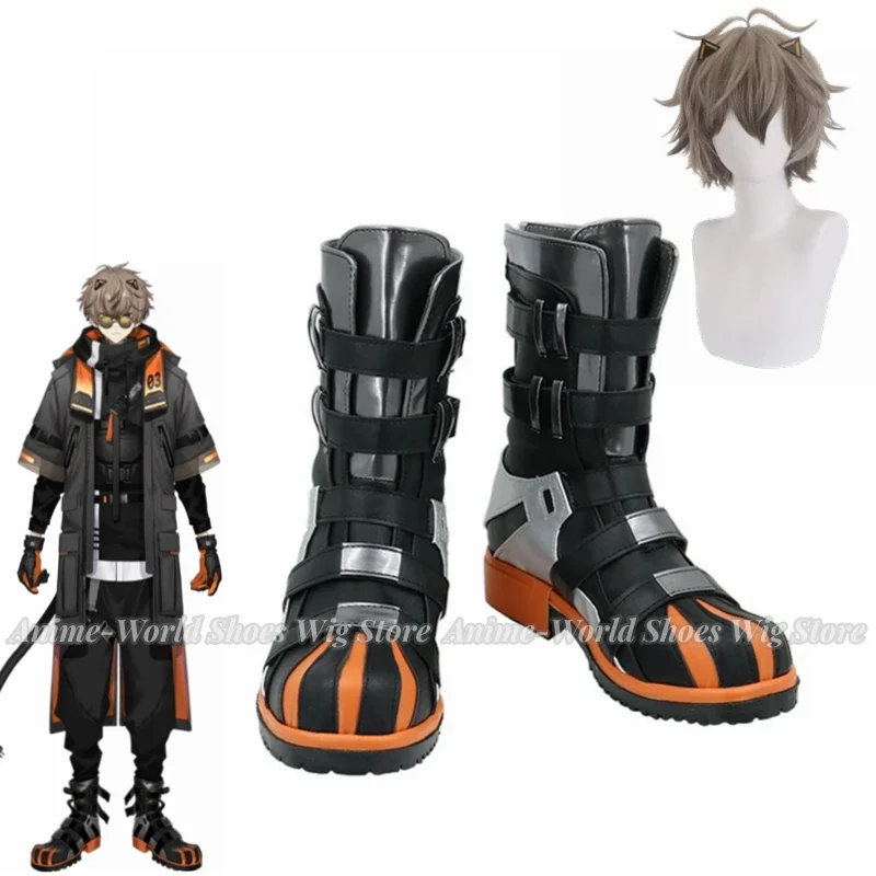Anime VTuber Alban Knox Cosplay Boots Shoes Custom Size NIJISANJI VTuber Cosplay Fancy Party Boots For Women Men Cosplay Wig