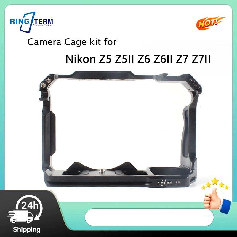 Camera Cage for Nikon Z5 Z5II Z6 Z6II Z7 Z7II Full Button Access Expand Rig with Arri Locating Holes Cold Shoe