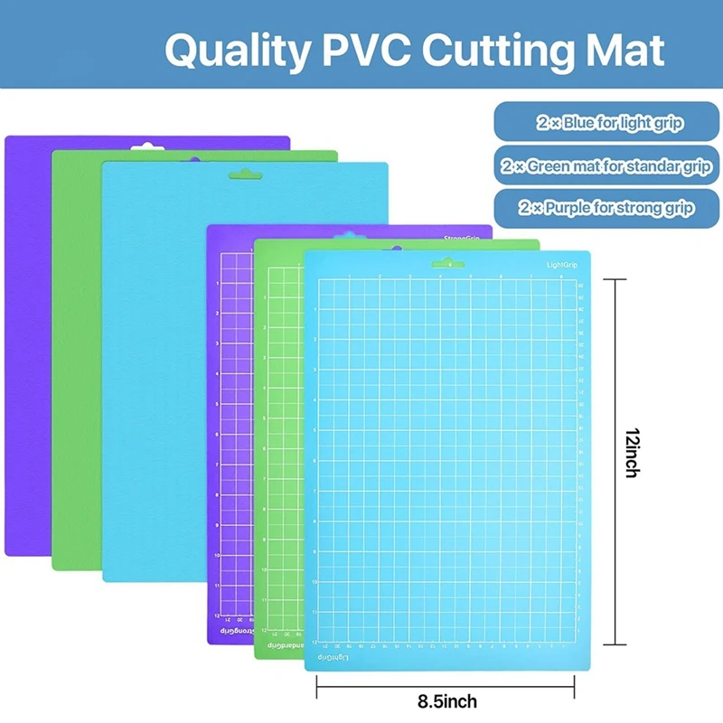 6 Pack Snijmat Voor Vreugde Xtra, 8,5X12 Inch Zelfklevende Snijmatten Voor Ambacht, 2 Lichte Grip, 2 Standaard Grip, 2 Sterke Grip