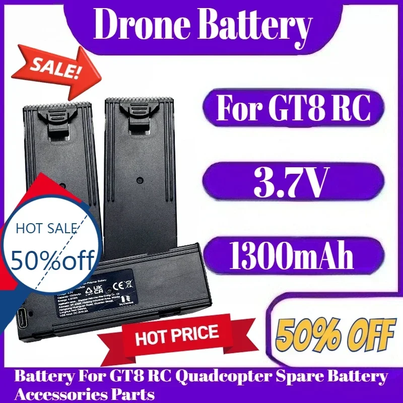 

3.7V 1300mAh GT8 Drone Battery Screen 4K Professional 8K Battery For GT8 RC Quadcopter Spare Battery Accessories Parts