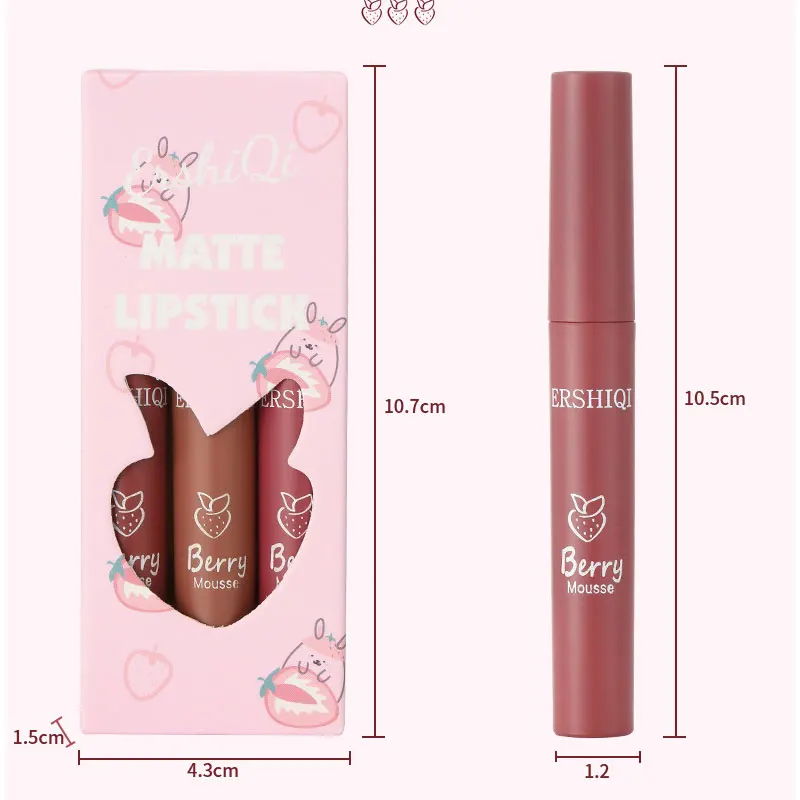 3 PCS Liquid Matte Lip Gloss Set Hydrating 24 Hours Water Resistant Lipsticks Lip Tint Korean Makeup For Women