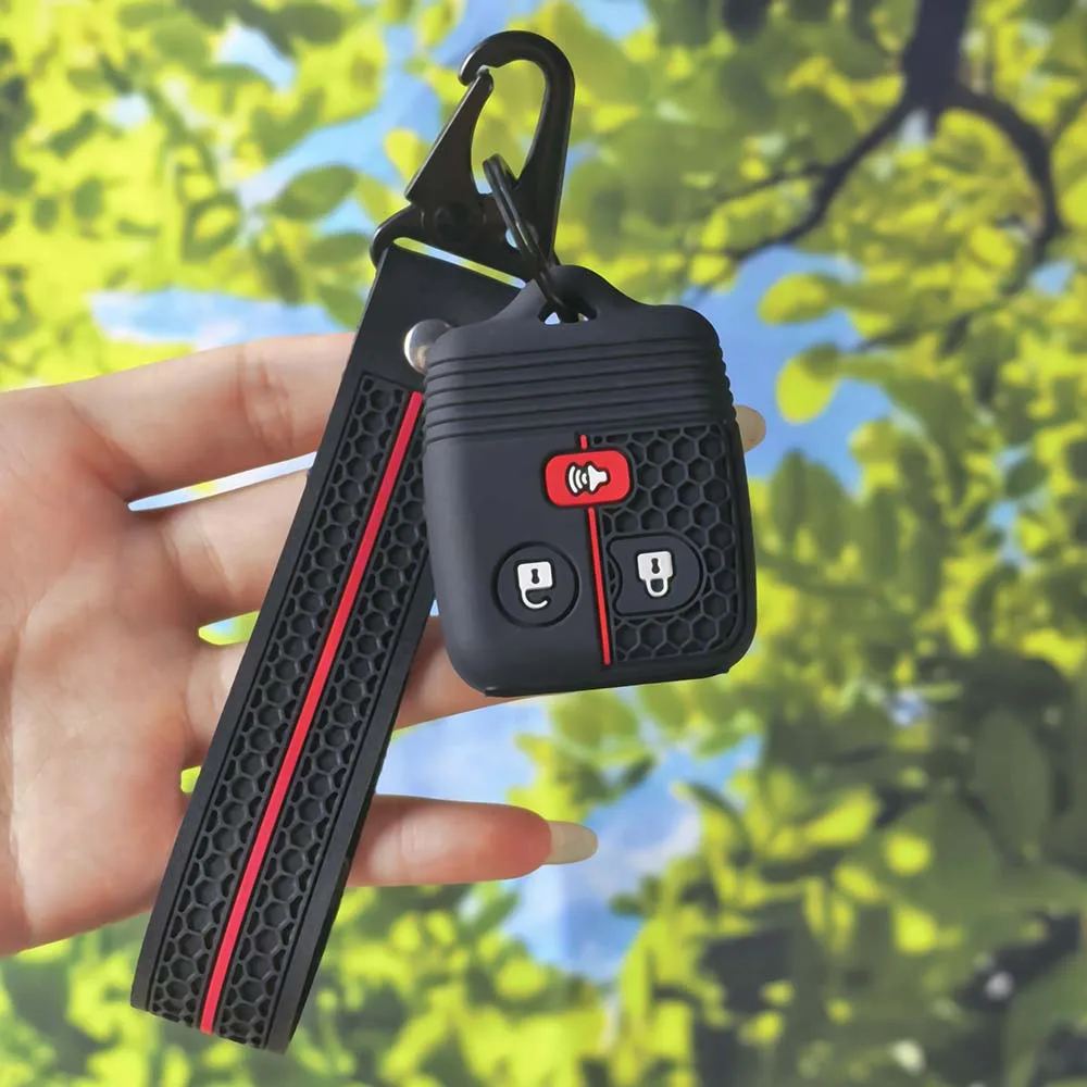 Honeycomb‑Grip 3/4 Buttons Silicone Key Fob Cover With Keychain Chain For Ford Focus Escape Mustang Explorer Lincoln Town Sport view 5
