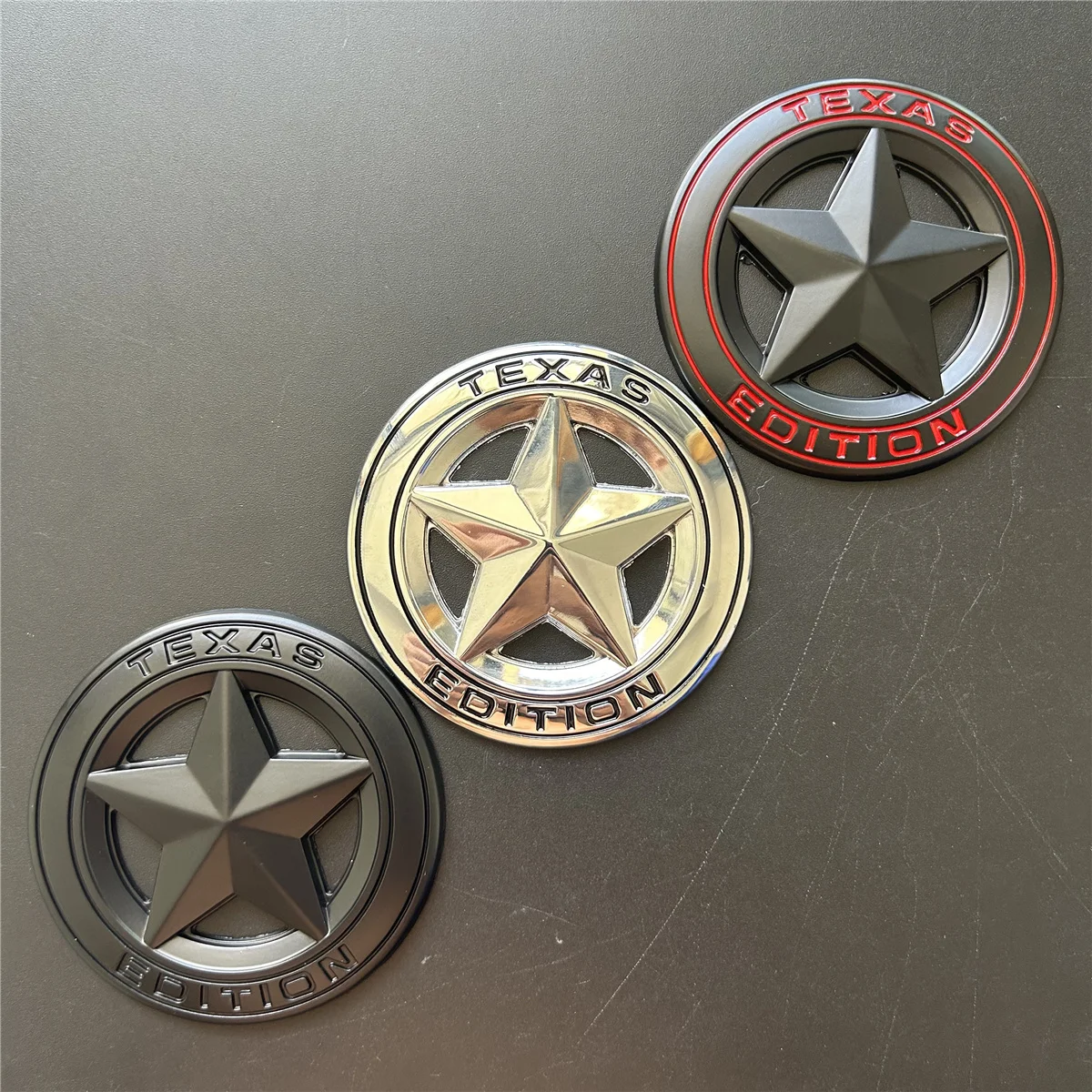 3D Metal TEXAS EDITION Shield Pentagram Emblem Badge Car Fender Side Body Sticker for Wrangler Liberty Grand Car Styling