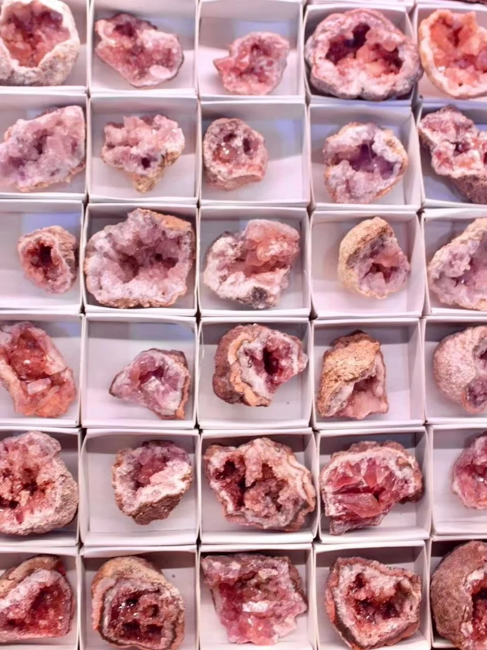 Natural Pink Amethyst Geode Included Quartz Crystal from Argentina 1PC