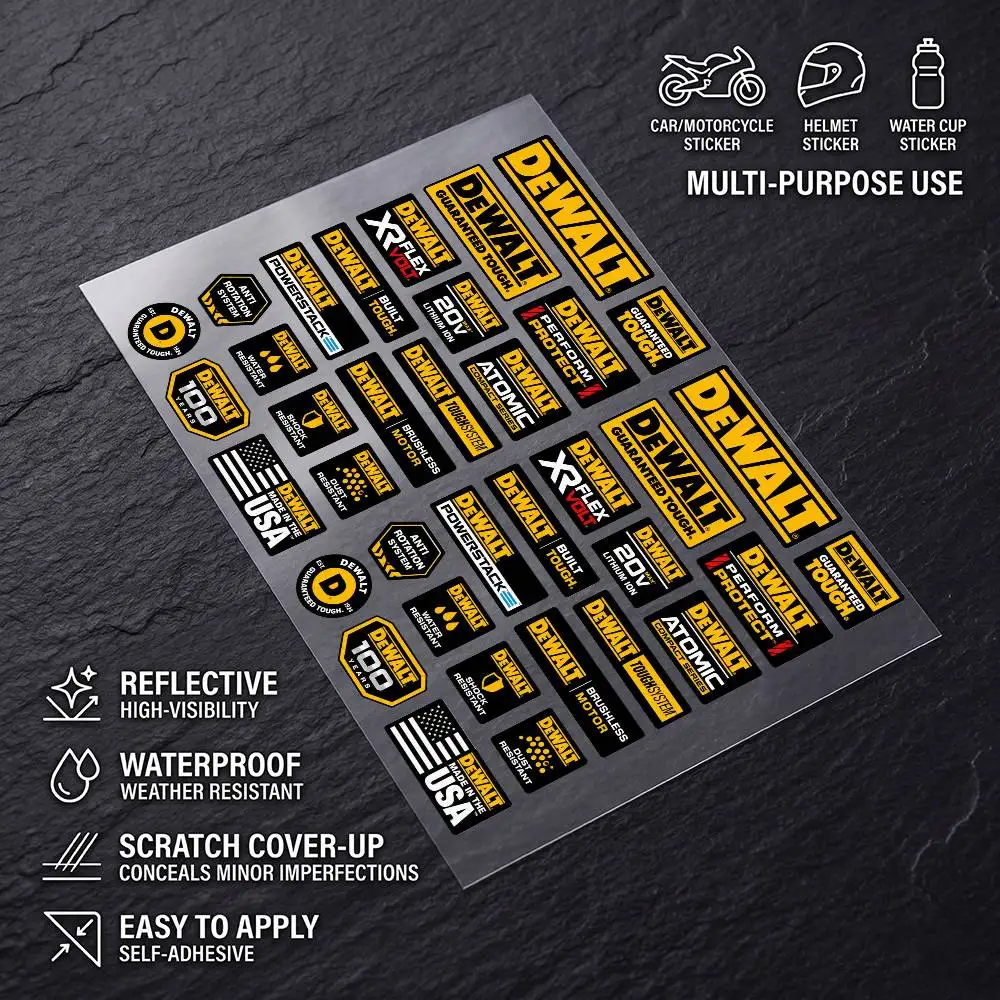 D-dEwAlT-T Long Lasting Waterproof Reflective Sticker Scratch Conceal Fit Motorcycle Car Helmet Fridge Decals