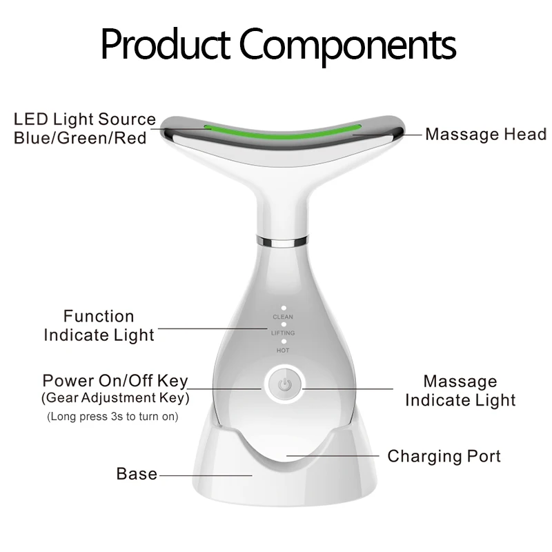 7 สีคออุปกรณ์ความงามใบหน้าเครื่องยกกระชับผิวหน้านวดหน้าลด Double Chin Face Sculpting Skin Care เครื่องมือความงาม