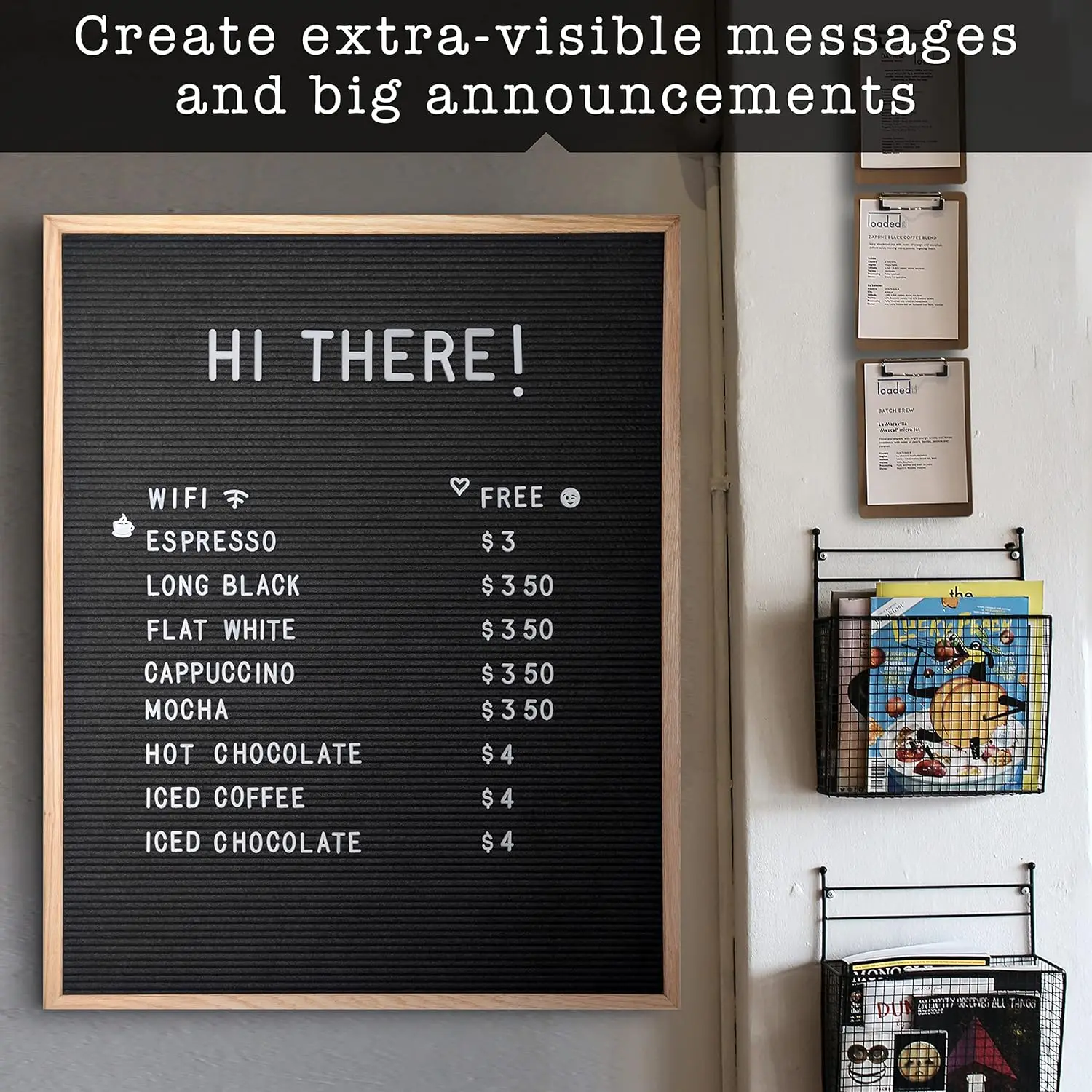 Large 24x30 Inch Felt Message Board with Letters for Restaurant Menus, Office Signs, and Teaching