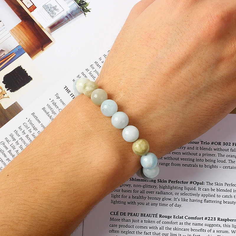 Mixed color Aquamarine Bracelets for Women 5A Quality Energy Crystal Quartz Healing Repair Skin Bracelet Moisturize Skin Jewelry