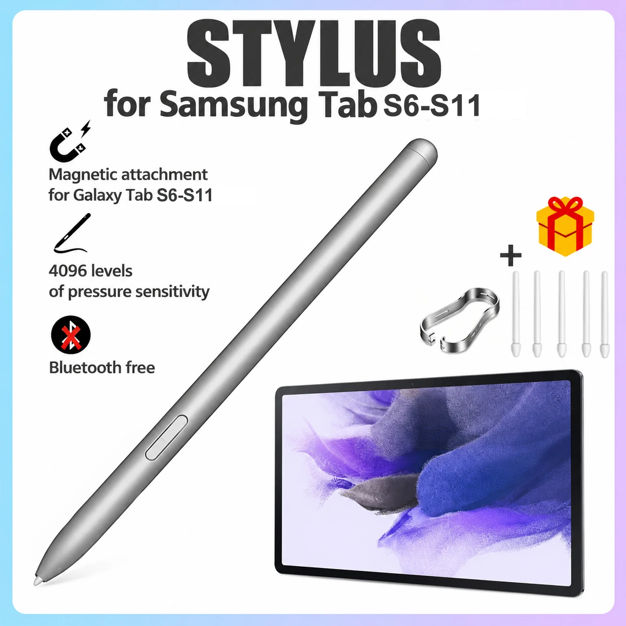 Tablike Magnetic Stylus Pen for Samsung Galaxy Tab S6Lite/S7/S8/S9/S10/S11 Writing Pencil with Replacement Tips Precise Writing