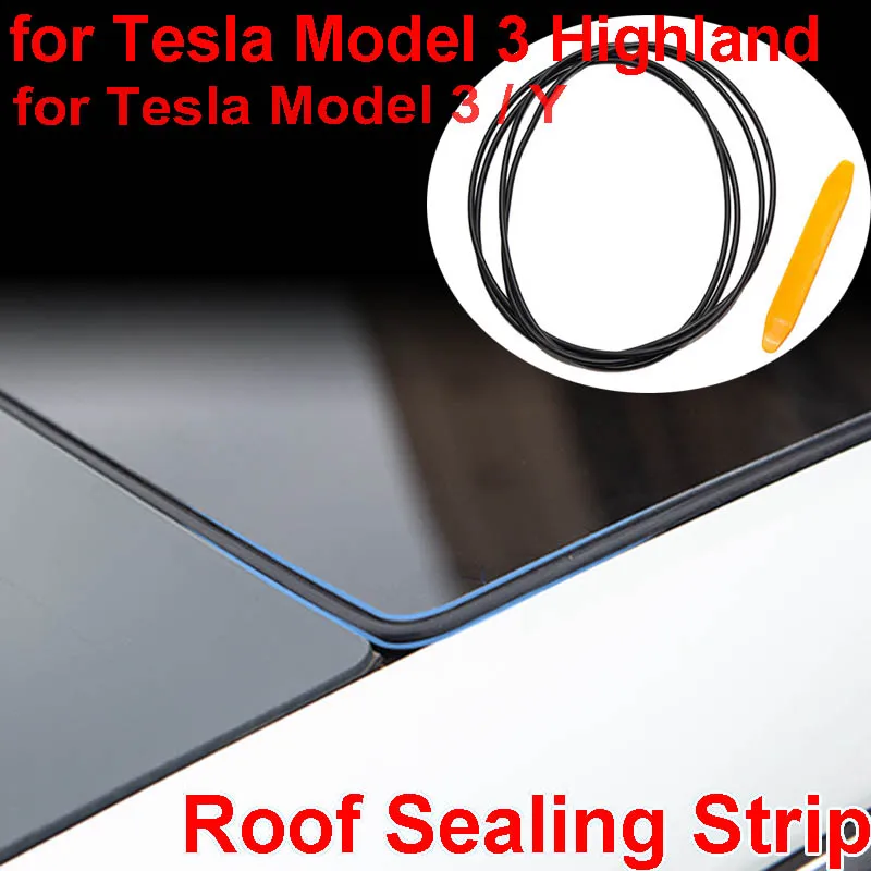 Impermeável Sun telhado faixa de vedação, pára-brisa selo, redução de ruído, anti-poeira, pára-brisa, Tesla modelo 3, Highland, 2024, 2023
