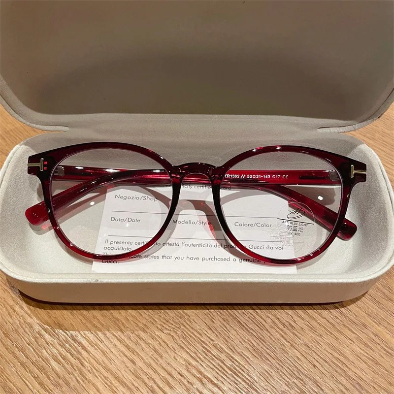 

Vintage Oval Myopia Glasses Women Men TR Anti Blue Light Reading Glasses Cumputer Optical Eyeglasses with Prescription Red Black