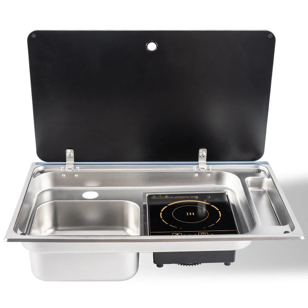 Professional Supplier 304 Stainless Steel RV Sink And Induction Cooktop Stove Combination For RV Caravan Boat Part Marine Yacht