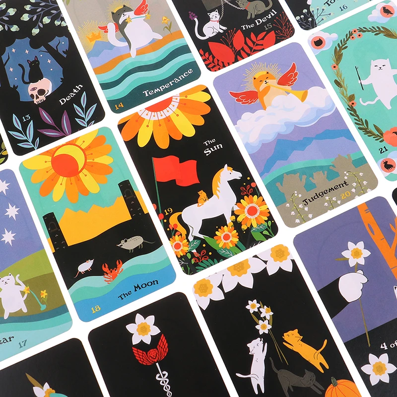 تتفتح القط بطاقة التارو العرافة الغامضة أوراكل ورق مقوى لعبة أوراق اللعب الإنجليزية