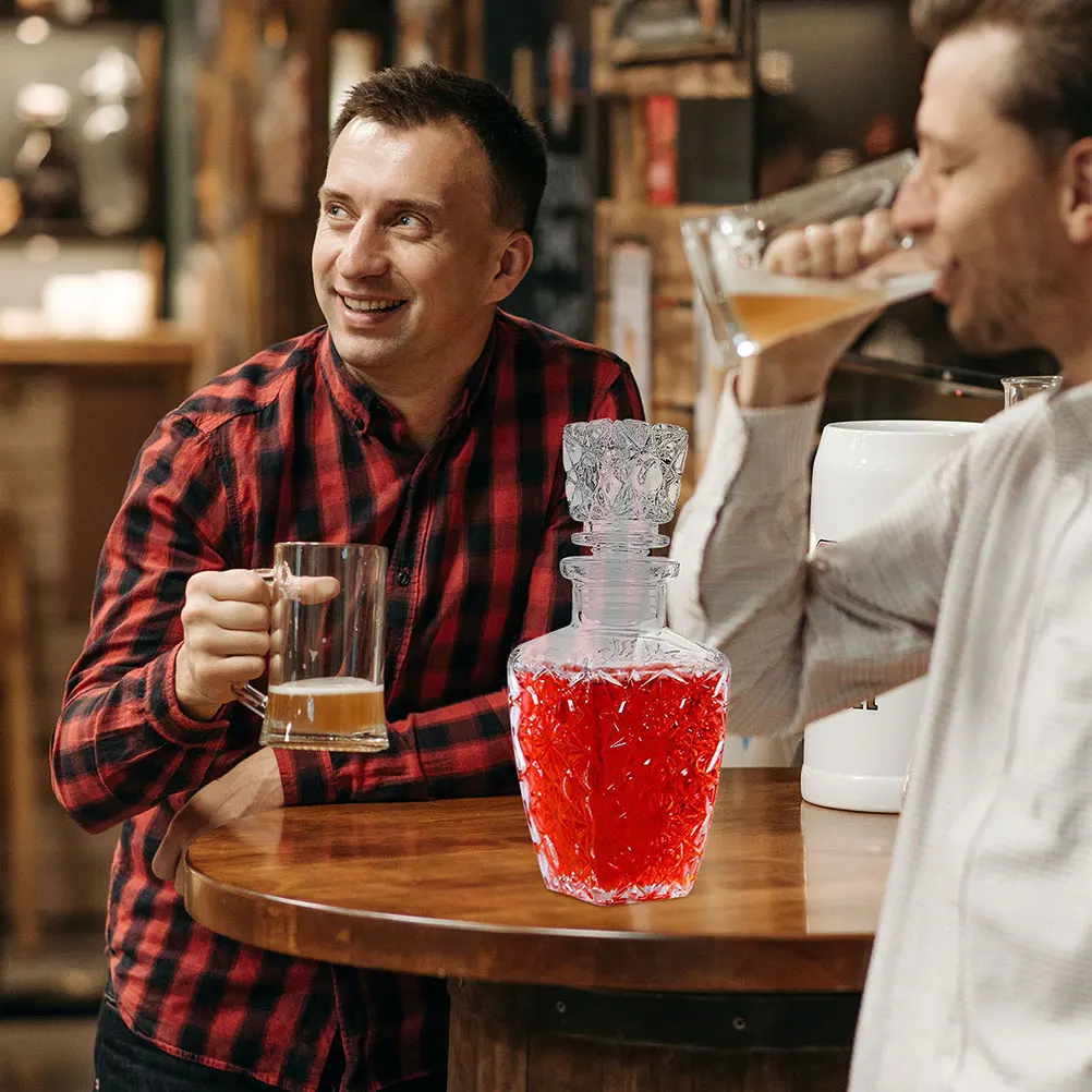 

2Pcs Transparent Thickened Glass Wine Bottle Reusable Decanter Elegant Design for Bar Liquor Wine Bottle