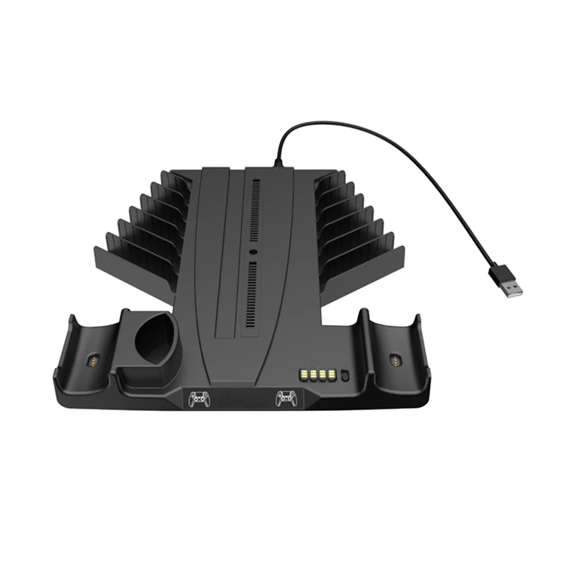 

For PS5 USB Ports Fast Charging Vertical Stand with Cooling Fan for PS5 Disc & Digital Storage Organizer Charging Station