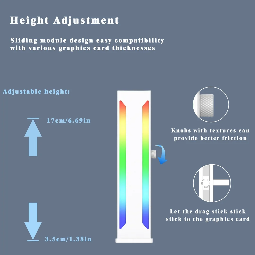 Soporte para tarjeta gráfica vertical de aleación de aluminio, ARGB, interfaz 5V3PIN, parte inferior con succión magnética, soporte para GPU.