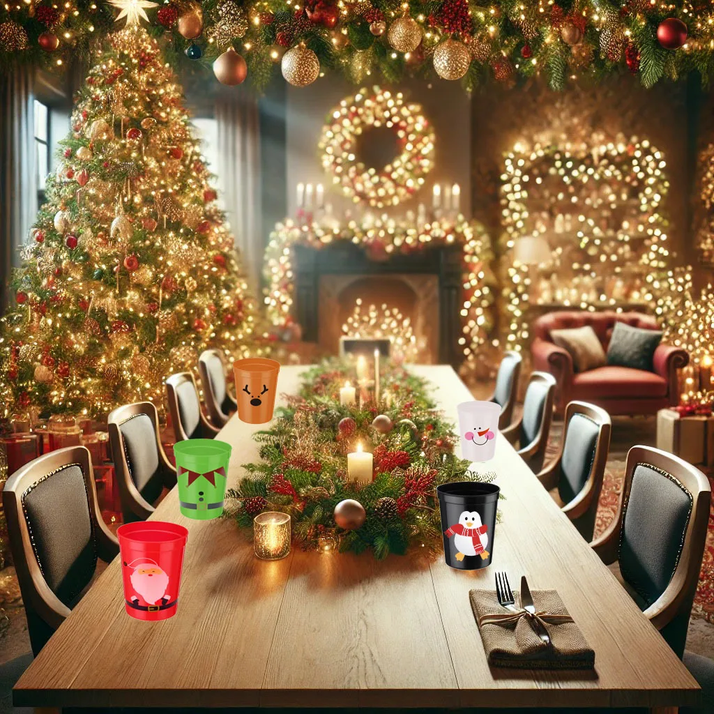 16 oz Merry Christmas Cup Food Grade Plastic Reusable Cup Juice Beer Cup for Party Decorating Holiday Party Supplies 2025
