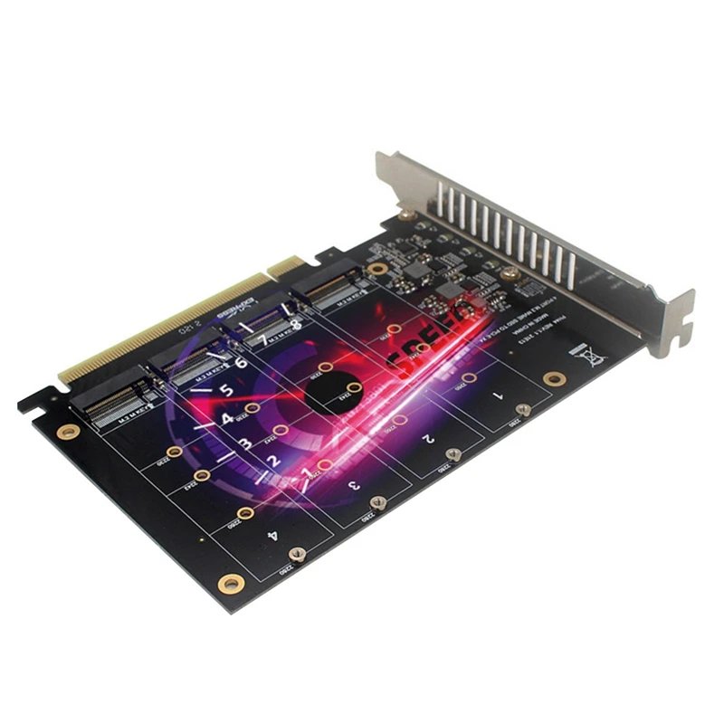 محول بطاقة توسيع للسيارة ، PCIE إلى NVME ، نوع المفتاح M ، SSD إلى PCIE16X ، 4 Bay M2