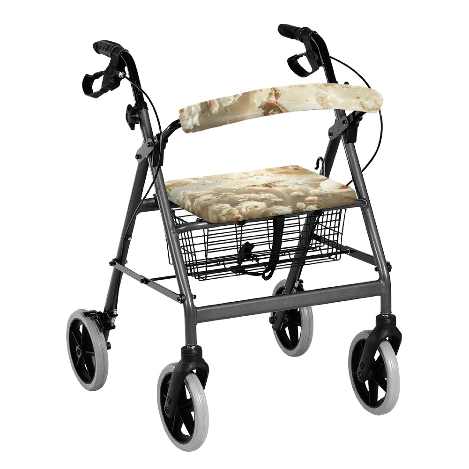 Coloranimal Hummingbird Rose 2PCS Rollator Walker Seat Covers Polyester Fabric Walker Cover for Friends
