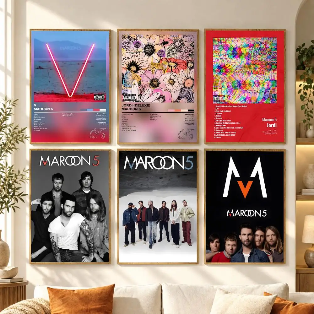 M-Maroon 5 Band Poster Stickers Mural Painting Self-Adhesive Wall Art Decals for Bedroom Living Room Home Decor Gift