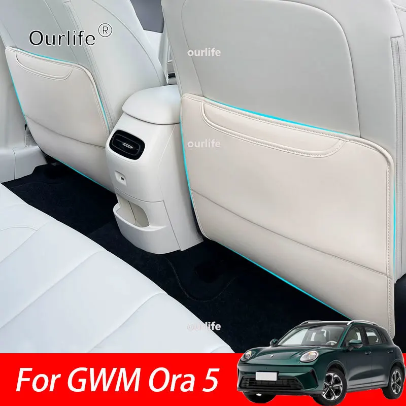 Für GWM Ora 5 2026 2027 Autositz-Rückenschutz Anti-Kick-Pad Innenraum-Schmutzschutz Leder-Schutzmatte Auto-Innenausstattung Zubehör