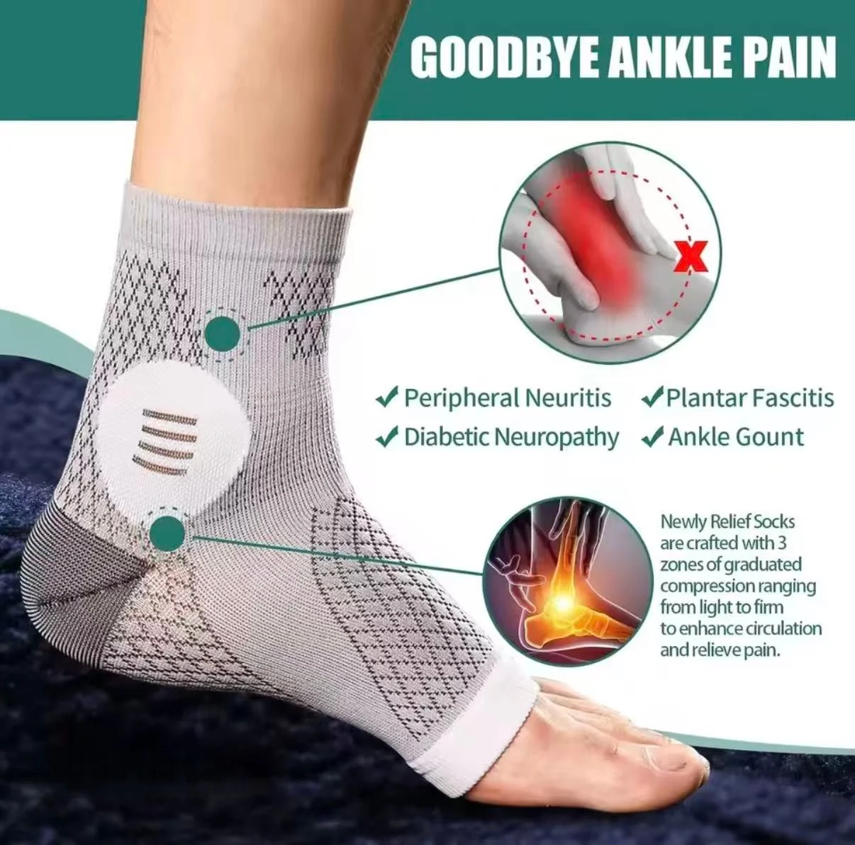 High-Quality Ankle Brace Compression Socks Designed Without Toe Coverage, Suitable for Everyday Wear and Outdoor Activities