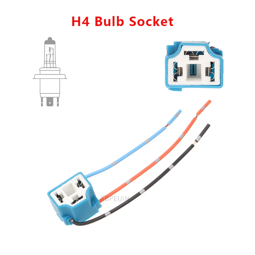2x Car Headlight Sockets Adapter H4 Bulb Holder Ceramic For  Honda Toyota Hyundai Kia Wiring Harness Accessories